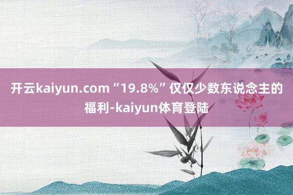 开云kaiyun.com“19.8%”仅仅少数东说念主的福利-kaiyun体育登陆