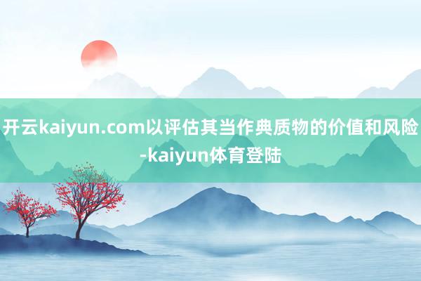开云kaiyun.com以评估其当作典质物的价值和风险-kaiyun体育登陆
