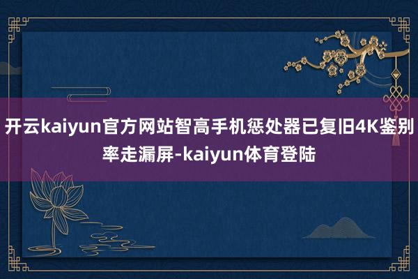 开云kaiyun官方网站智高手机惩处器已复旧4K鉴别率走漏屏-kaiyun体育登陆
